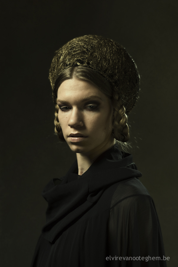 portrait young lady hat braids painterly